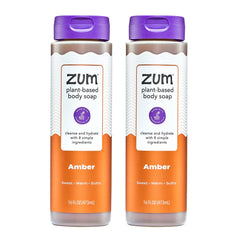 Zum Body Soap Amber bottle top view showing bold cleansing for daily care.