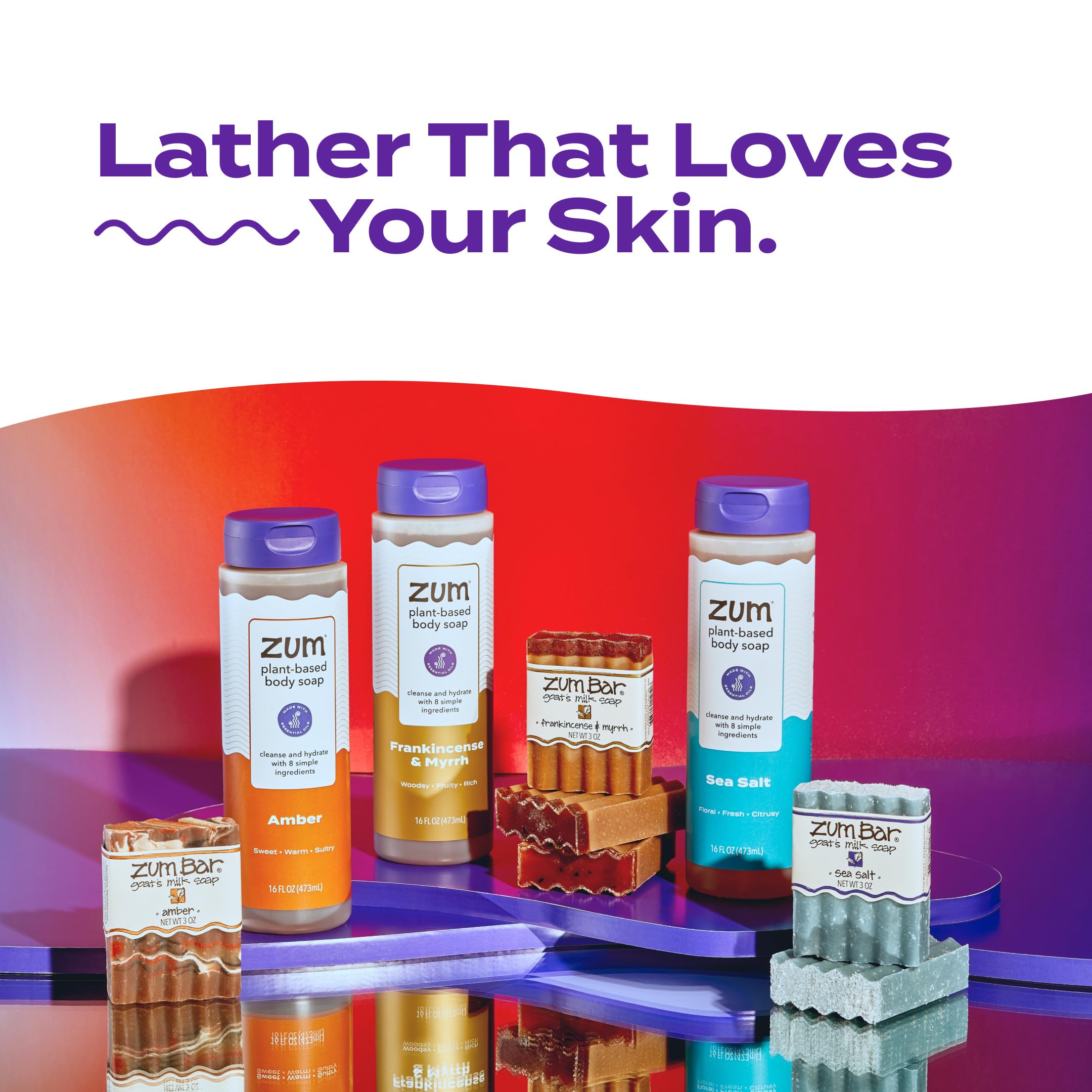 Zum Body Soap Amber on a wooden dish evokes spa-like routines.