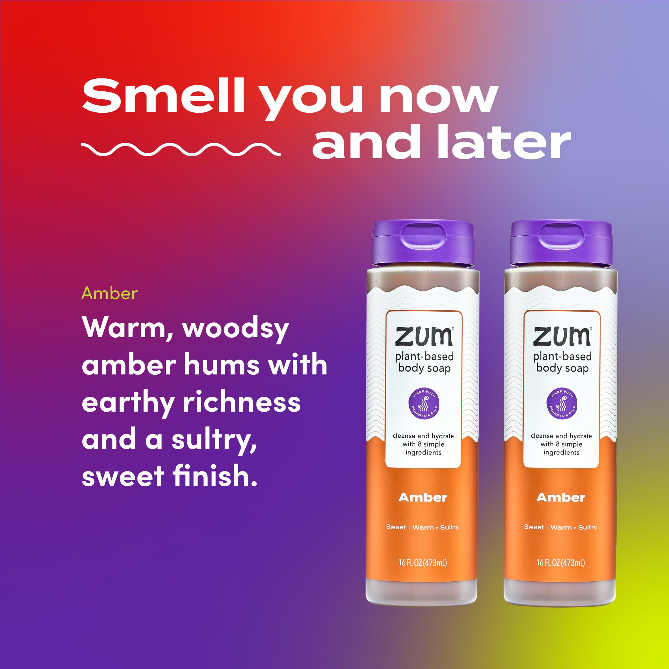 Zum Body Soap Amber label closeup highlights natural, cruelty-free ingredients.