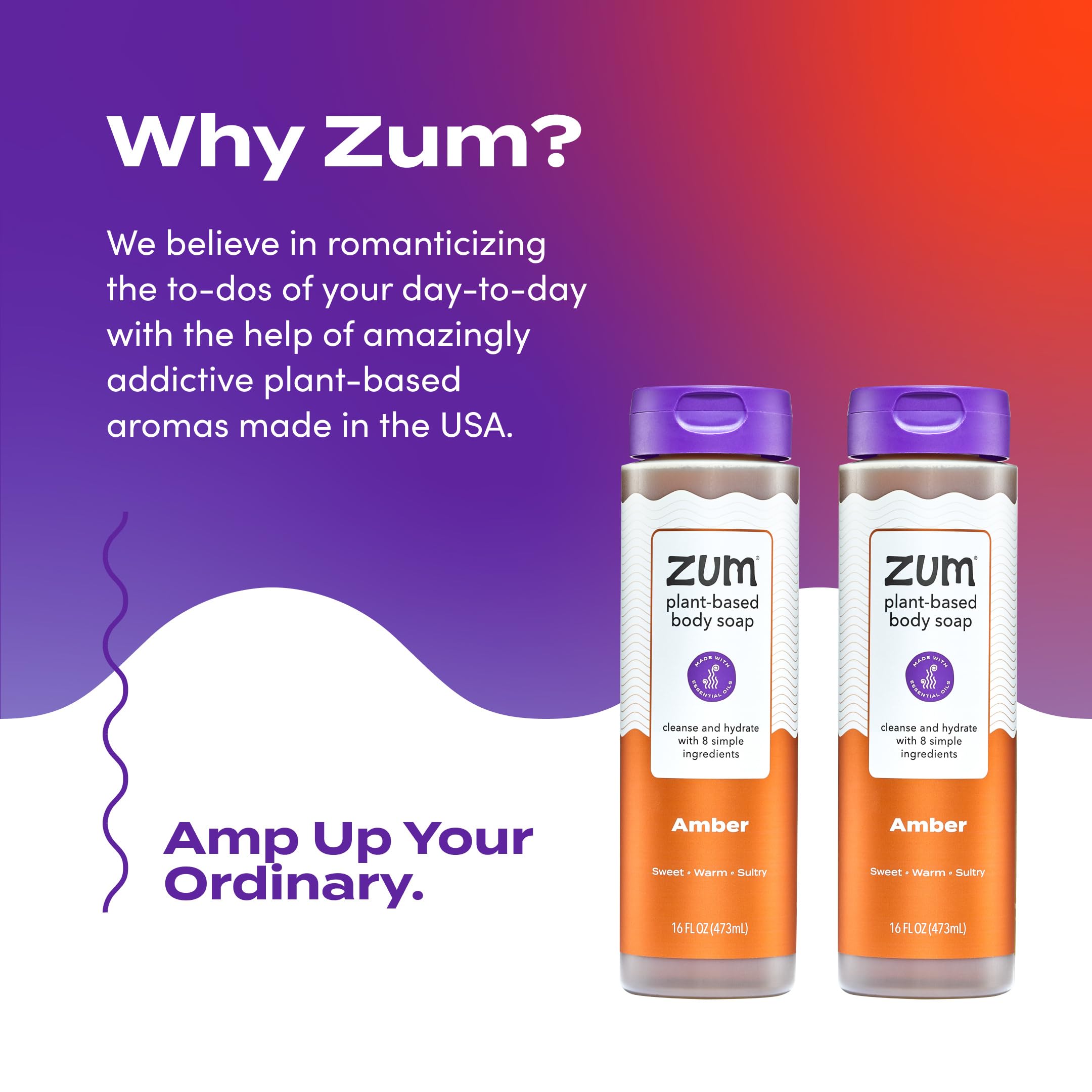 Zum Body Soap Amber scent pour hints vetiver and lavender.