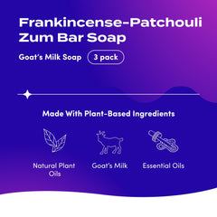Zum Indigo Wild Goat Milk Soap Bar frankincense blends scent for daily use.