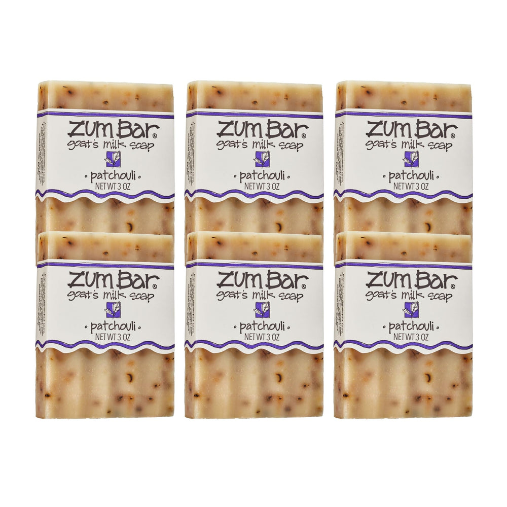 Zum patchouli savon lait chèvre barre ouverte, hydratation douce et parfum terreux.
