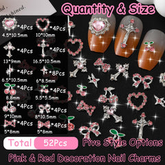 ZUMILLMN charme croix rose argent, motif contemporain sur ongles.