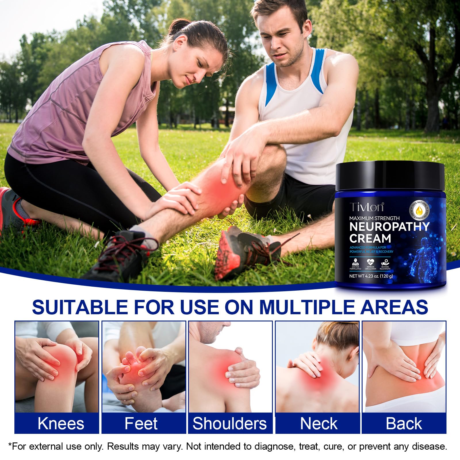 ZVHCFYQR Crème relief neuropathie – arnica et eucalyptus pour le bien-être.