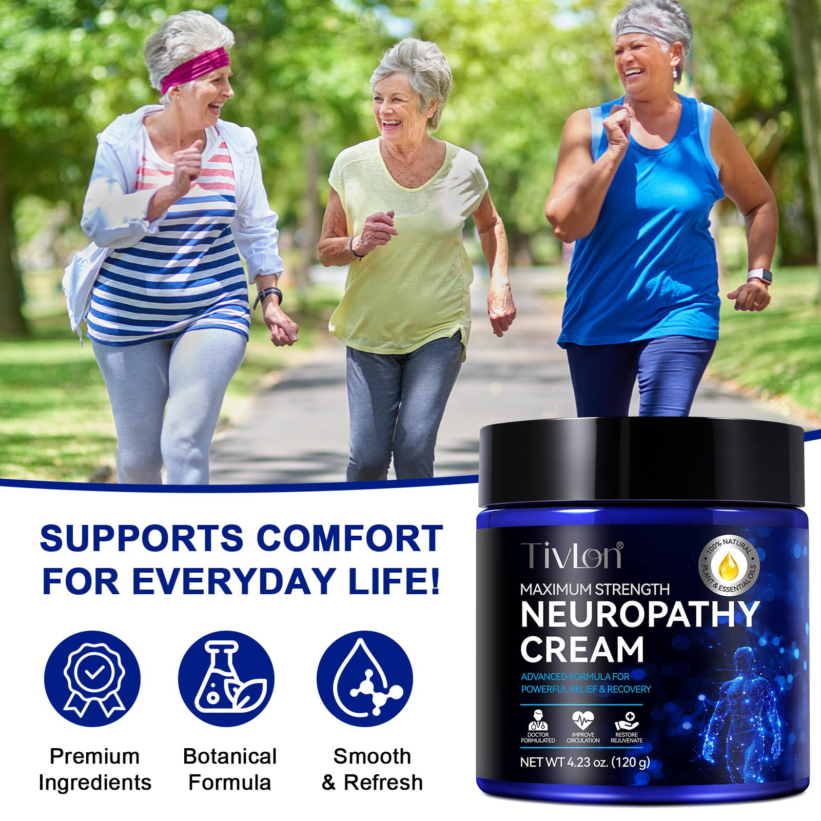 ZVHCFYQR Crème relief neuropathie – convient pour les mains, pieds et jambes.