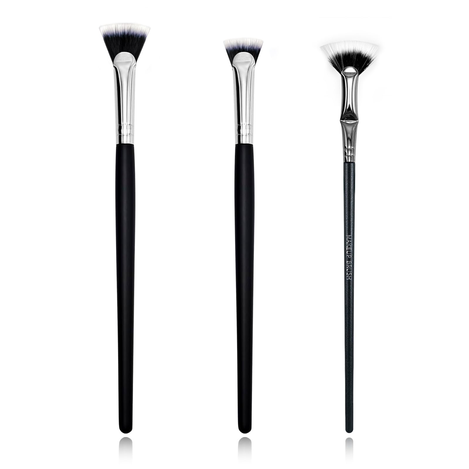 Zvrlampro brosse fan-mascara 3pcs ensemble, pratique pour voyage et retouches rapides.