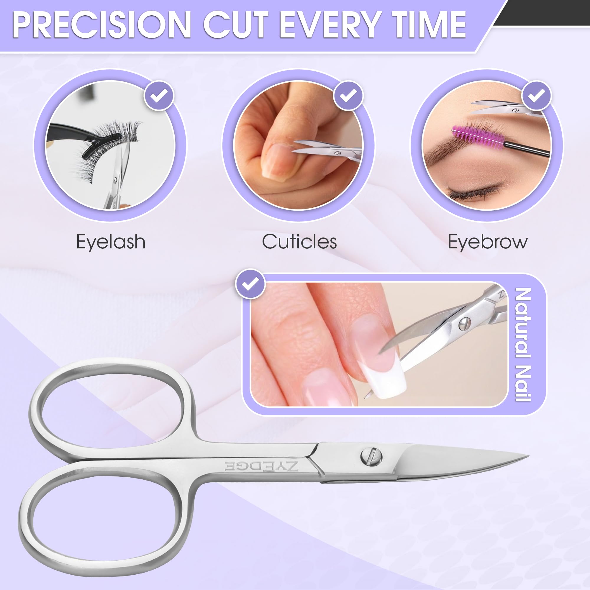 Ciseaux ZyEdge pour ongles courbés, coupe douce des cuticules et peau.