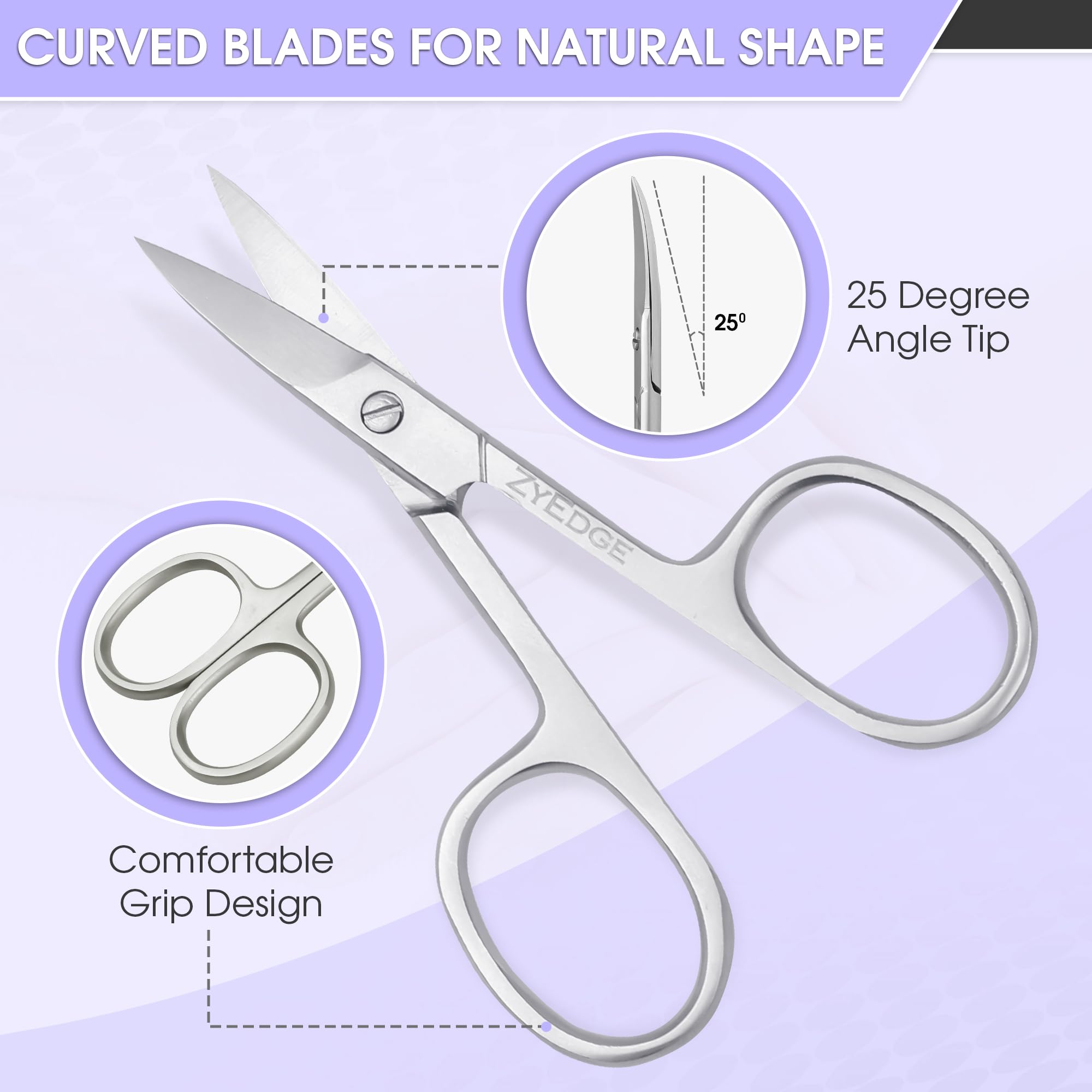 Ciseaux ZyEdge pour ongles courbés, outil polyvalent beauté et soins.