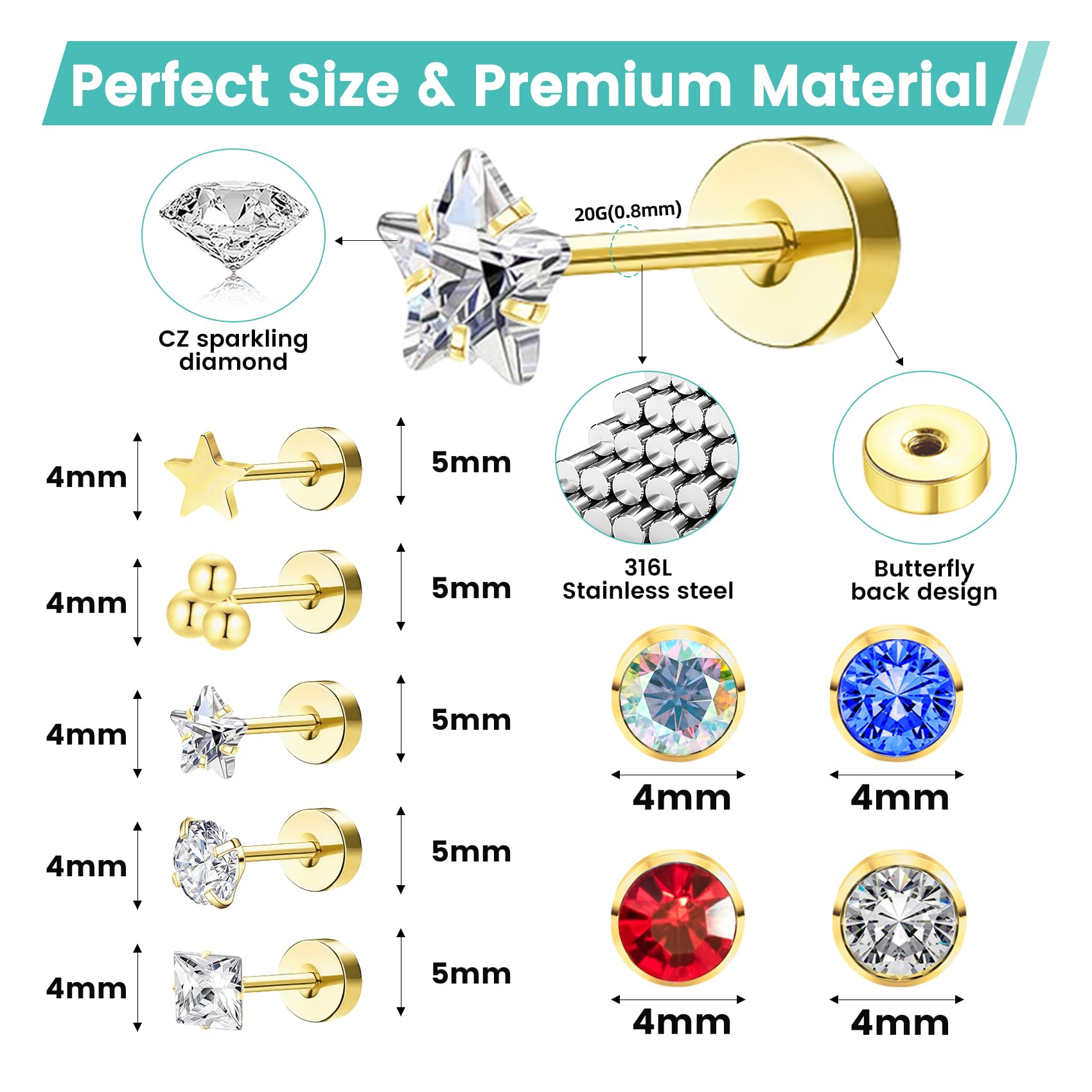 Boutons dos plat Zygc, couleurs variées pour assortir votre style.