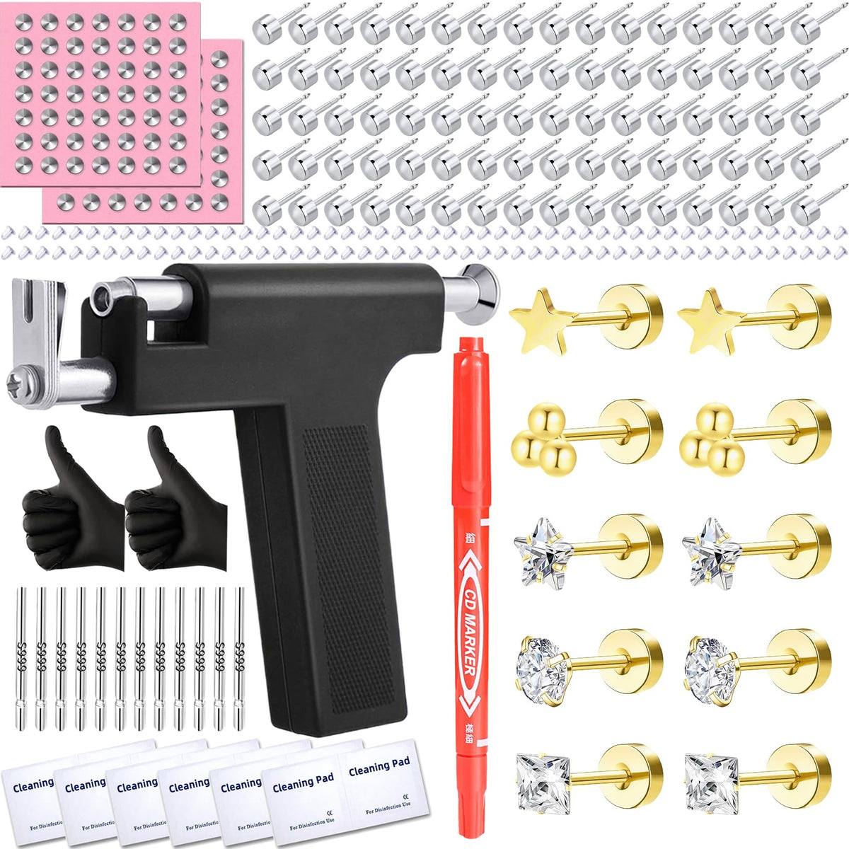 Kit Zygc professionnel pour piercing oreille, coffret pratique et organisé.