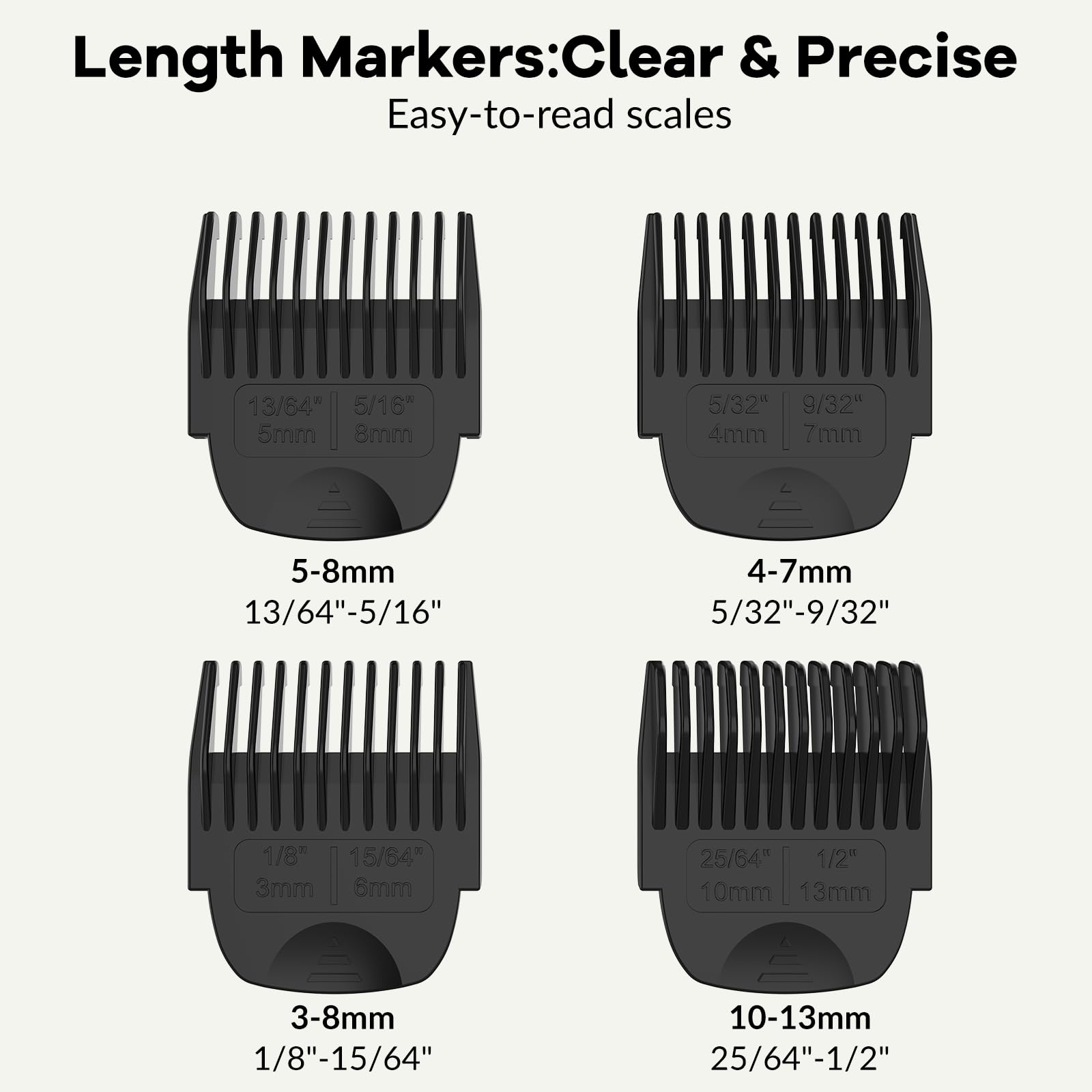 Quatre longueurs ajustables (3–6, 4–7, 5–8, 10–13 mm) pour divers besoins.
