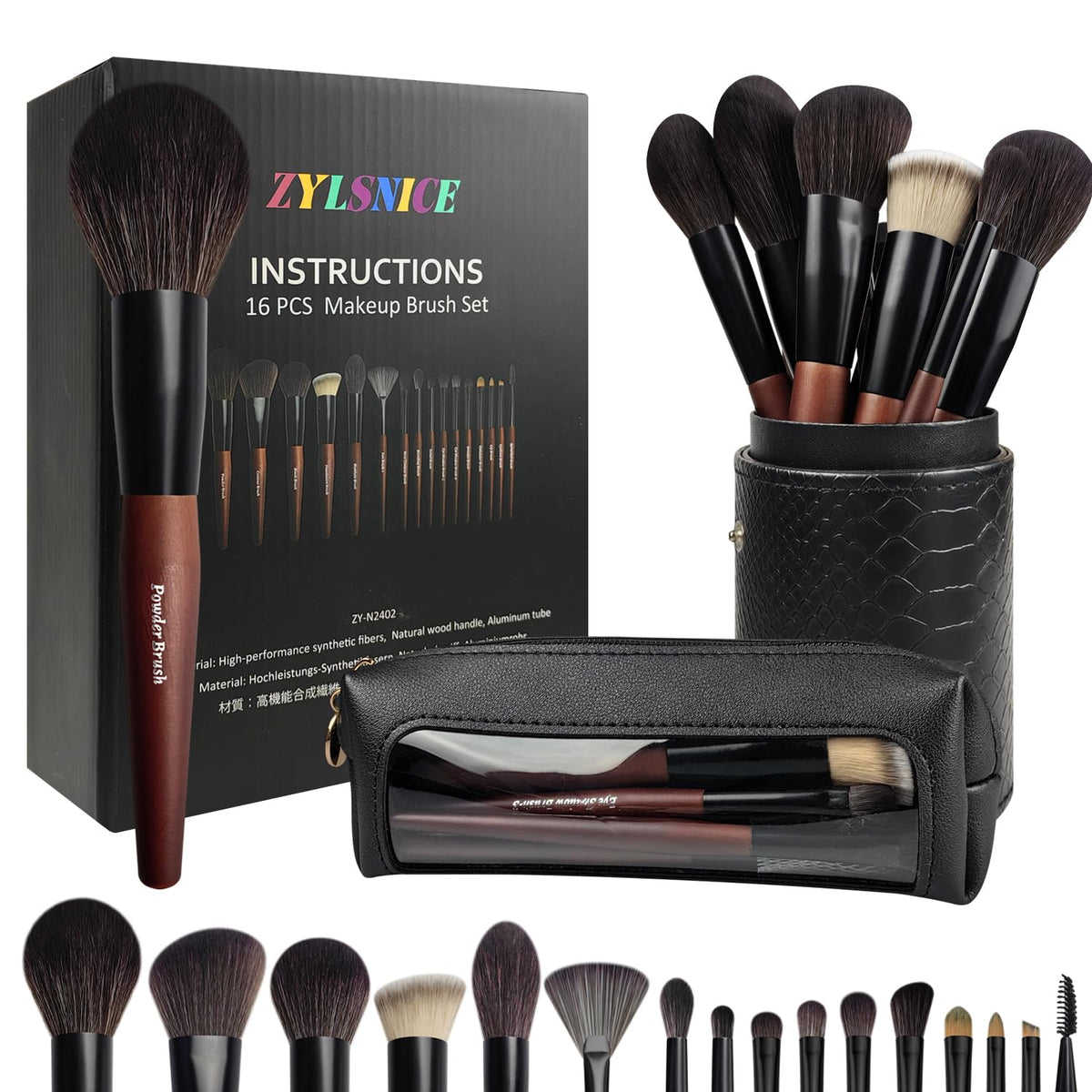 Zylsnice ensemble pinceaux makeup 16 pièces pour une application précise et professionnelle