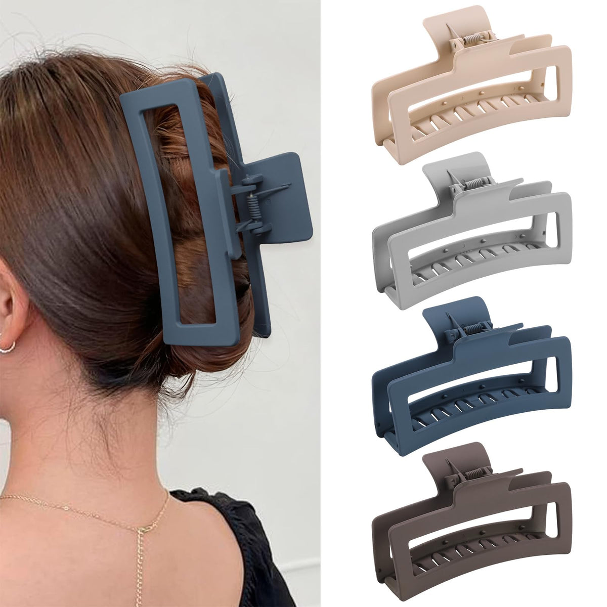 Pinces ZYTJ XL rectangle matte, ouverture 180 degrés, maintien sûr pour cheveux épais.